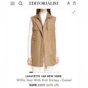 Lafayette 148 New York Camel Sleeveless Utility Vest